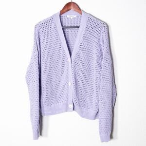 Madewell Women’s Cardigan Cottagecore Feminine Lilac Romantic Textured Knit XL